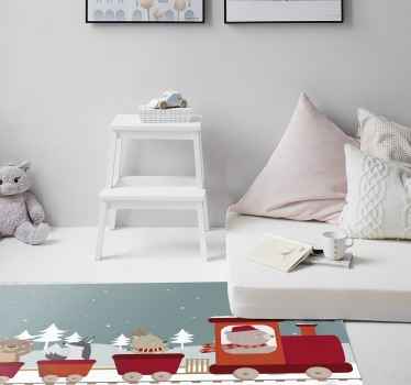 Detské zvieratká vo vlaku detský vinylový koberec - Tenstickers