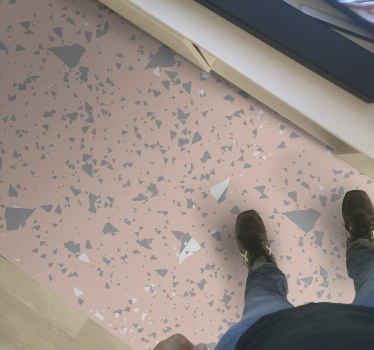 Tapis vinyle marbre éclaboussures de terrazzo rose - TenStickers
