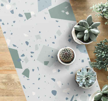 Blå og hvid terrazzo tekstur tæppe - TenStickers
