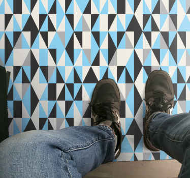 파란색과 회색 북유럽 패턴 북유럽 비닐 러그 - TenStickers