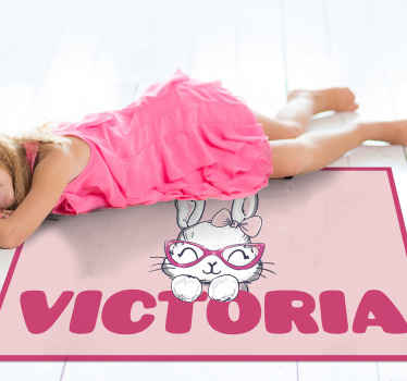 Rosa kaniner med namn personlig matta - Tenstickers