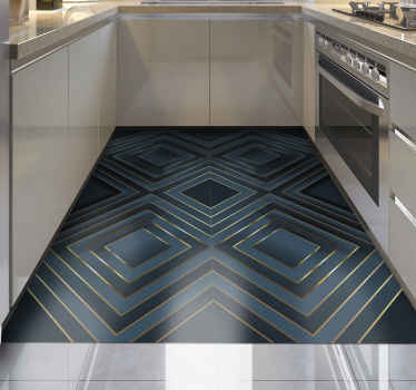 Alfombra vinílica moderna cuadrados delineados en negro - TenVinilo