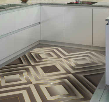 Elegant Geometric Composition kitchen vinyl rug - TenStickers