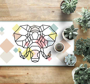 Alfombra vinílica moderna cabeza de elefante de origiami - TenVinilo