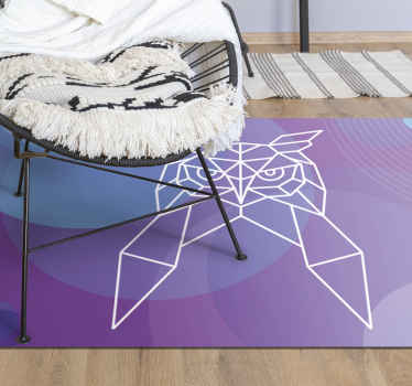 Alfombra vinílica nórdica Cabeza de búho impresa en colores flash - TenVinilo