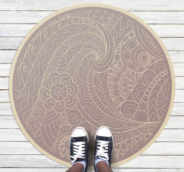 Alfombra vinílica mandala motivo circular intrincado - TenVinilo