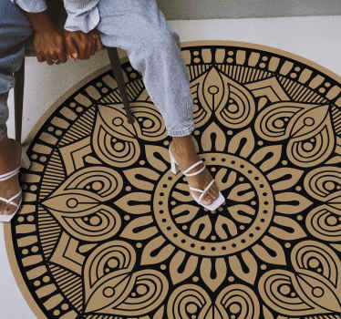 Alfombra vinílica mandala de bolígrafo negro - TenVinilo