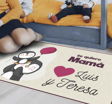 Alfombra vinílica con nombre Pajarito y mamá - TenVinilo