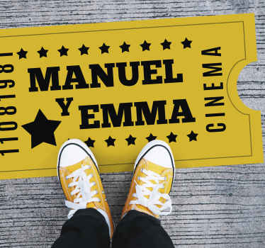 ρετρό εισιτήριο σινεμά εξατομικευμένο χαλί - TenStickers