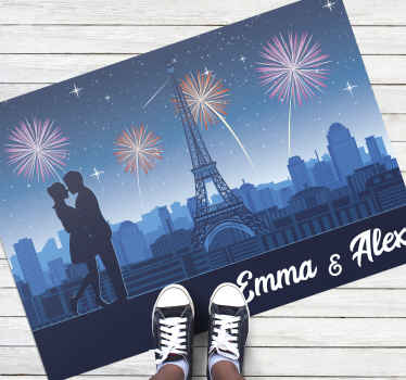 Alfombra vinílica personalizable romance parisino - TenVinilo