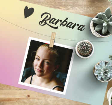 Alfombra vinílica con nombre Comunión con foto - TenVinilo