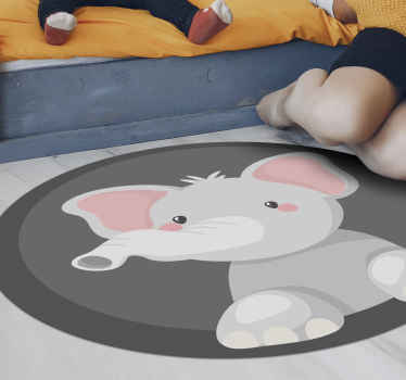 Alfombra vinílica bebé Elefante gris nórdico - TenVinilo