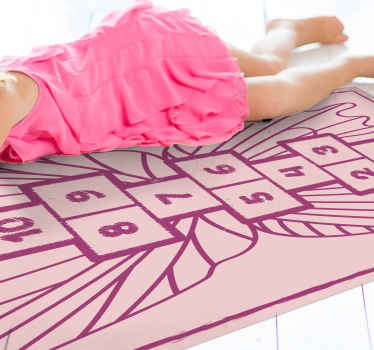 Alfombra vinílica juegos rayuela de mariposa rosa - TenVinilo