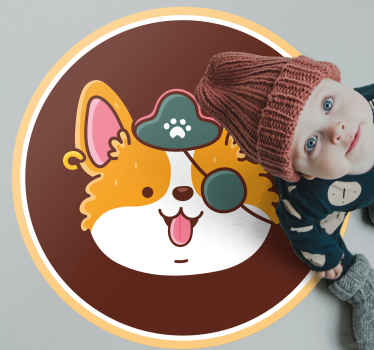 Alfombra vinílica moderna emblema del capitán corgi - TenVinilo