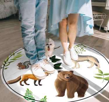 Friendly forest creatures vinyl rug - TenStickers