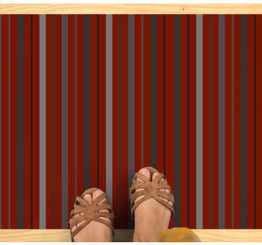 ριγέ κόκκινο και γκρι ρίγες χαλί - TenStickers