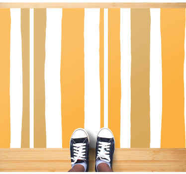 Vinyl Teppich Bad Orange und Weiße Streifen - TenStickers