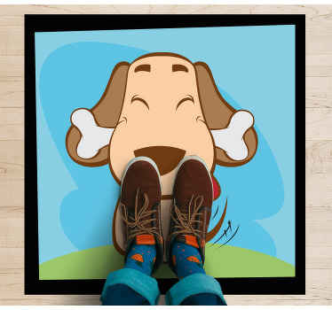 Happy dog with bone animal mat - TenStickers