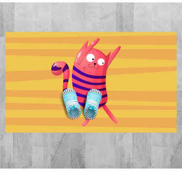 Vijolična črtasta preproga za mačke v spalnici - TenStickers