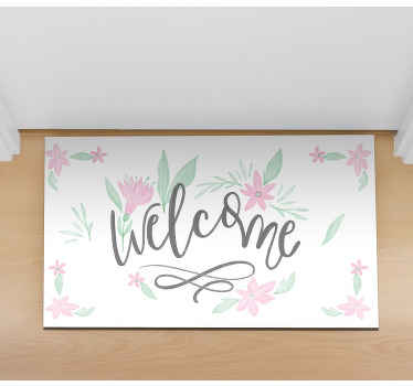 χαλί εισόδου λουλούδια καλώς ήρθατε στο σπίτι - TenStickers