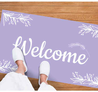 elegant floral welcome entrance hall tiles - TenStickers