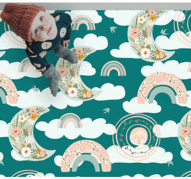 Vinil podovi djeca cvjetne mjesečeve duge - TenStickers