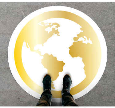 Alfombra vinílica mapamundi motivo del globo dorado - TenVinilo