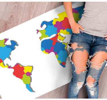 Tapis vinyle carte du monde design mondial coloré - TenStickers