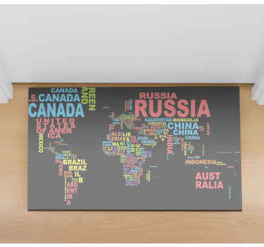 Countries typography world map vinyl rug - TenStickers