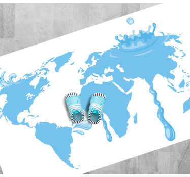Tapis vinyle carte du monde conception d'eau bleue - TenStickers