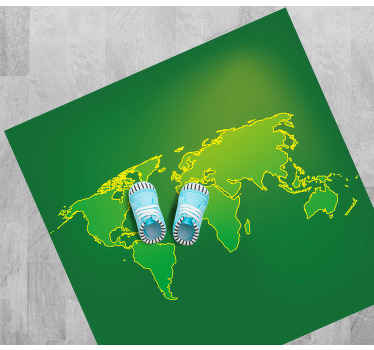 χαλί παγκόσμιου χάρτη περίγραμμα του πράσινου κόσμου - TenStickers