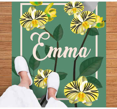 兰花个性化花卉乙烯地毯 - TenStickers