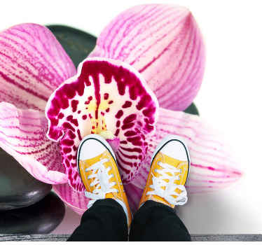Vinyl Teppich Blumen orchidee und steine - TenStickers