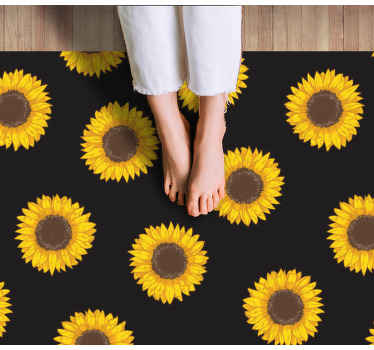 Nap virág fekete háttér virágos szőnyeg - TenStickers