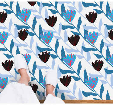 Botanični listni aranžma cvetlična vinilna preproga - TenStickers