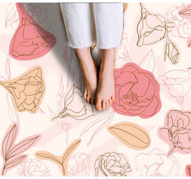 Rózsaszín és fehér rózsák virágos szőnyeg - TenStickers