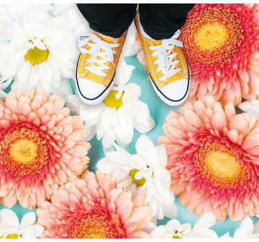 Vibráló virágzás vinil szőnyeg virágok és növények - TenStickers