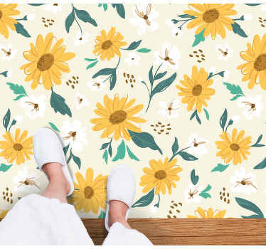 Vinyl Teppich Blumen fröhliches blumenmuster - TenStickers