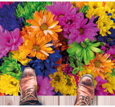 Vinylteppich Blumen Mehrfarbige gänseblümchenblüten - TenStickers