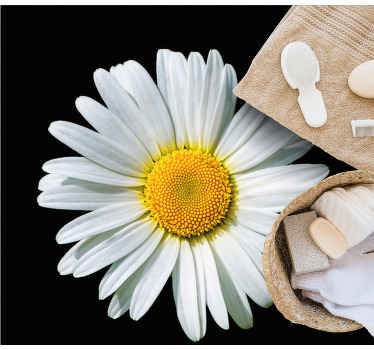 Black and white daisy flower floral rug - TenStickers