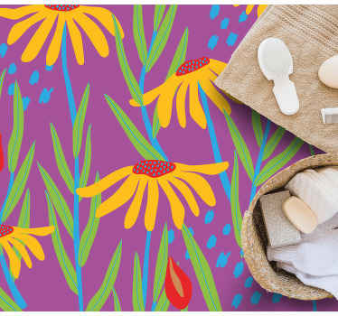 πολύχρωμα λουλούδια μαργαρίτα σιλουέτα λουλουδάτο χαλί - TenStickers