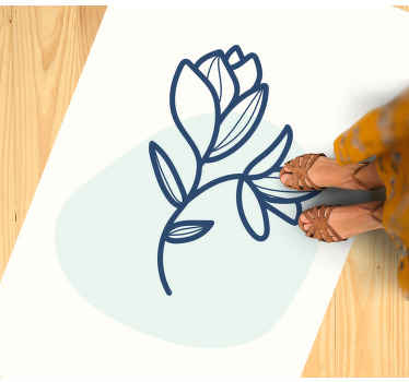 Alfombra vinílica flores ilustración de contorno botánico - TenVinilo
