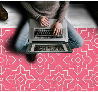 Pembe kafes motifi geometrik pvc halı - TenStickers