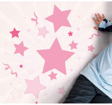 Pink festive motif star rug - TenStickers