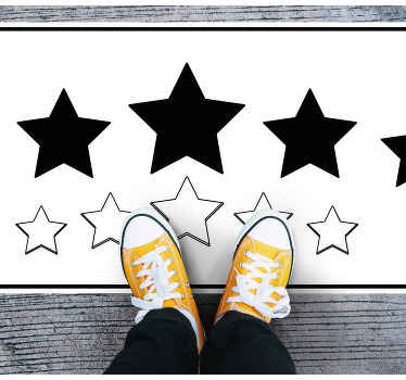 Bel in črn motiv vinilna preproga s zvezdami - TenStickers