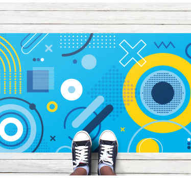 Blue modern motif geometric vinyl rug - TenStickers