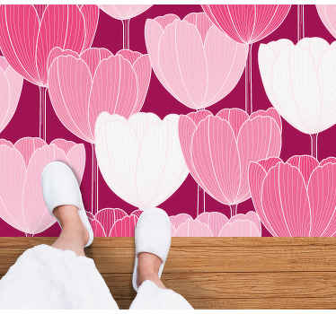 Vinyl Teppich Blumen rosa tulpenelemente - TenStickers
