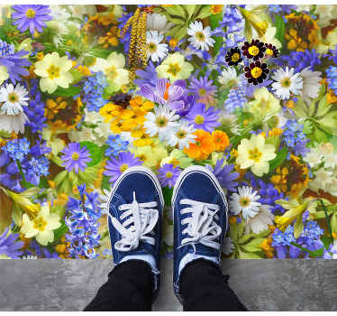 Livligt blomsterkoncept Blomster og planter vinyltæppe - TenStickers