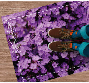Purple flower field floral rug - TenStickers