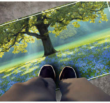 Tapis vinyle nature scène d'arbre en fleurs - TenStickers